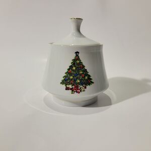Sea Gull Fine China Christmas Tree Sugar Bowl Holiday Christmas